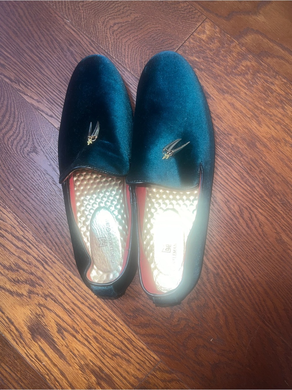Men's Velvet Slip-On Loafers with Gold Tassels